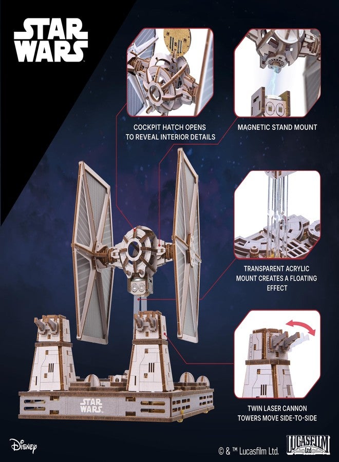 أوجيرز ألغاز خشبية ثلاثية الأبعاد من يو جيرز ستار وورز™ TIE Fighter™ للكبار - نماذج خشبية ميكانيكية للكبار للبناء، مجموعة نماذج ستار وورز، مجموعات بناء ألغاز خشبية ثلاثية الأبعاد، لعبة ألغاز ذهنية. - Image 4